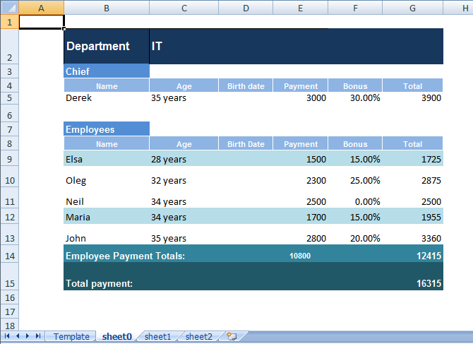 Multi Sheet output