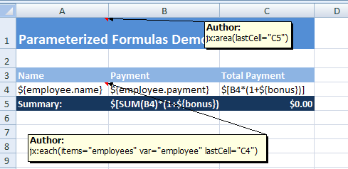 Parameterized Formulas template