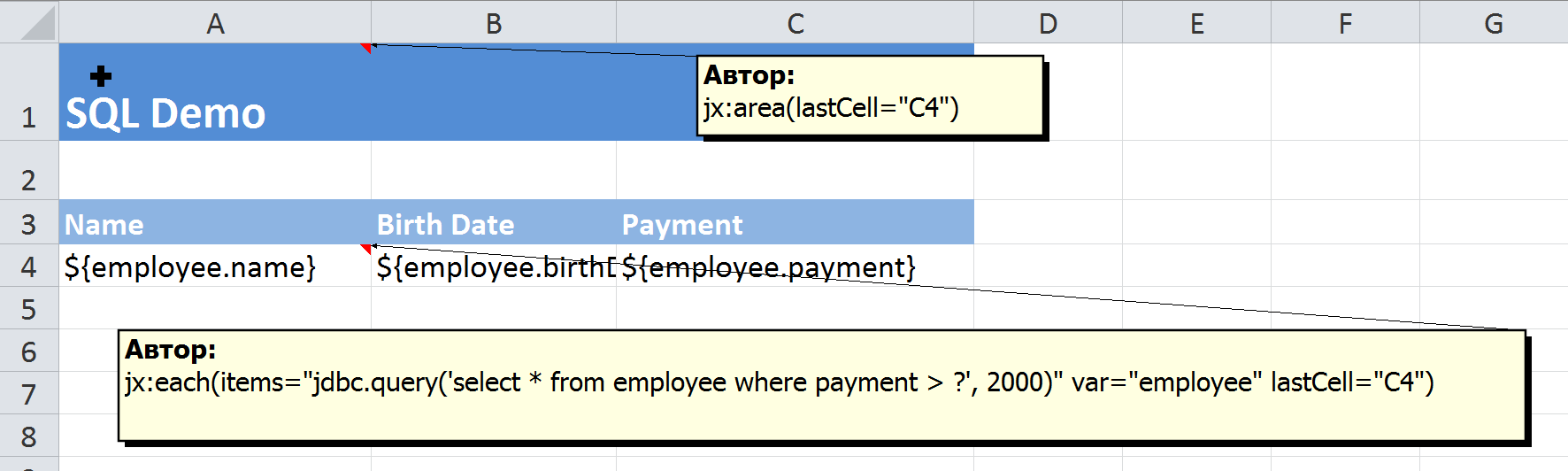 SQL Demo template